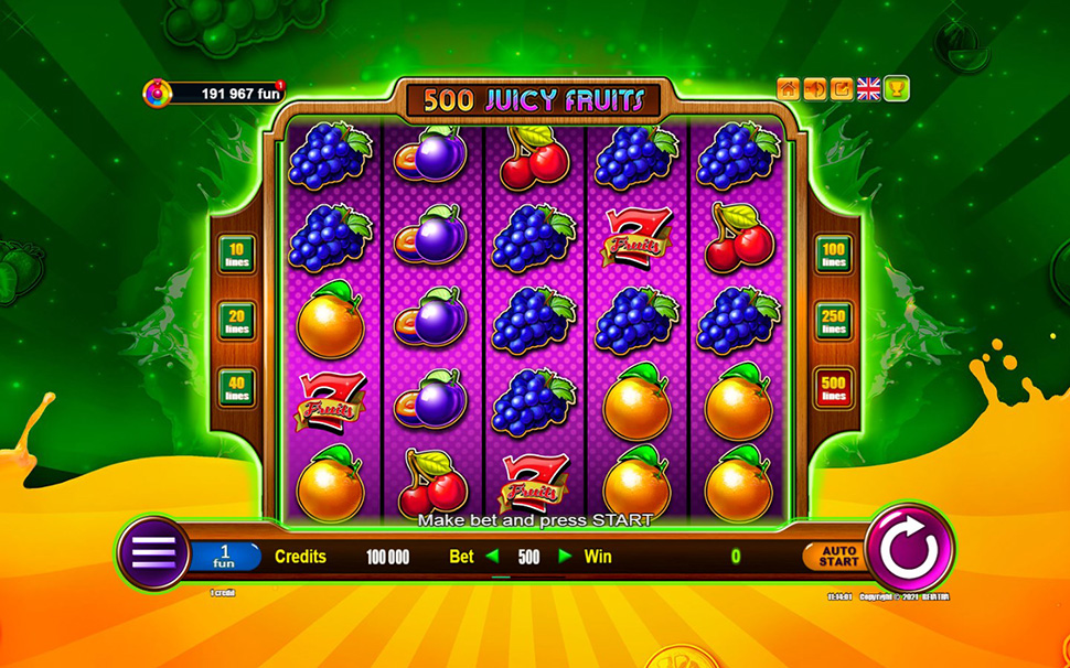 500 juicy fruits slot